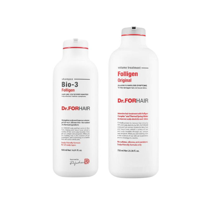 Dr.FORHAIR Set of (1) Folligen Bio-3 Shampoo 500ml + (1) Folligen Treatment 750ml