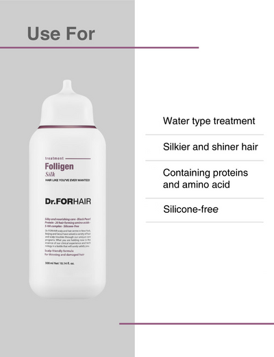 Dr.FORHAIR Set of (2) Folligen Silk Shampoo 500 ml + (1) Folligen Silk Treatment